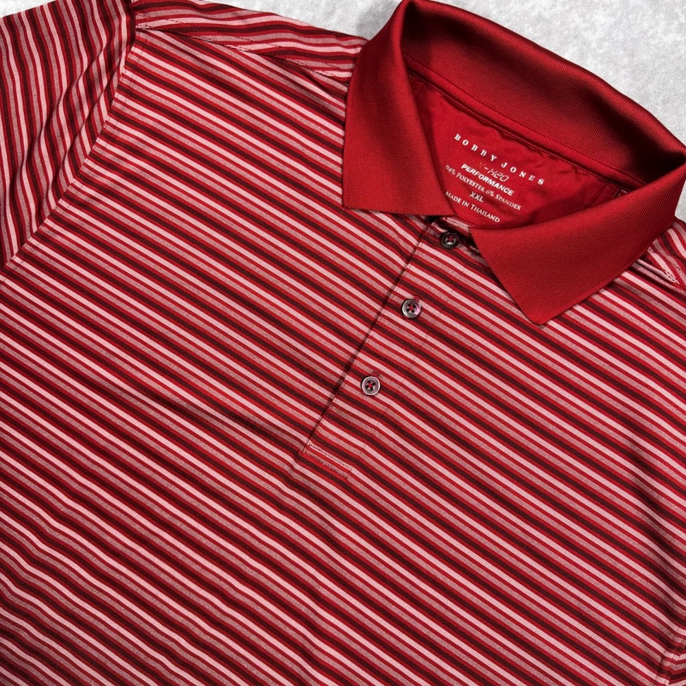 Bobby Jones Mens X-H2O Performance Polo Shirt Red Striped Golf Top XXL